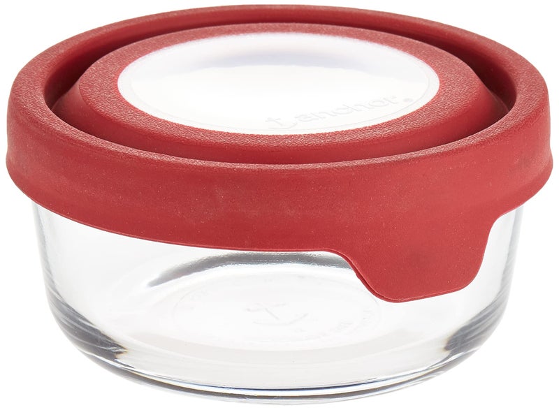 Anchor Hocking 4-Cup Round Food Storage Containers with Red TrueSeal Airtight Lids, Set of 4 - Image 1